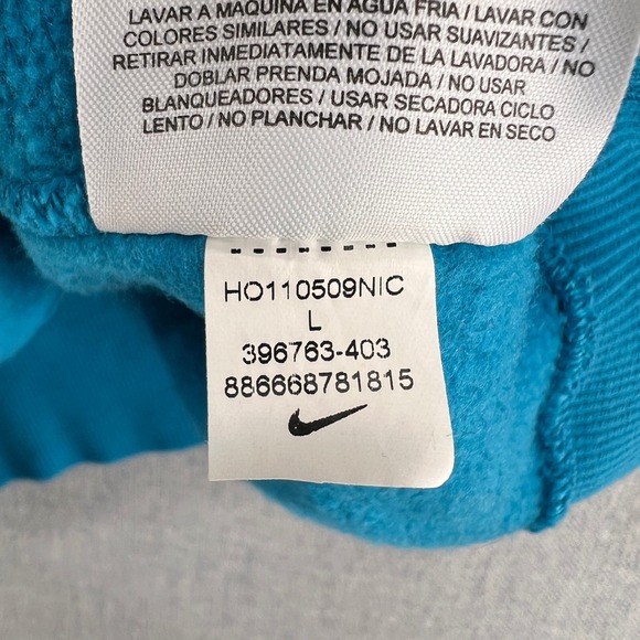 Nike Athletic Dept Full Zip Hoodie Men Large Teal Blue Swoosh Athleisure Fleece - Picture 10 of 11